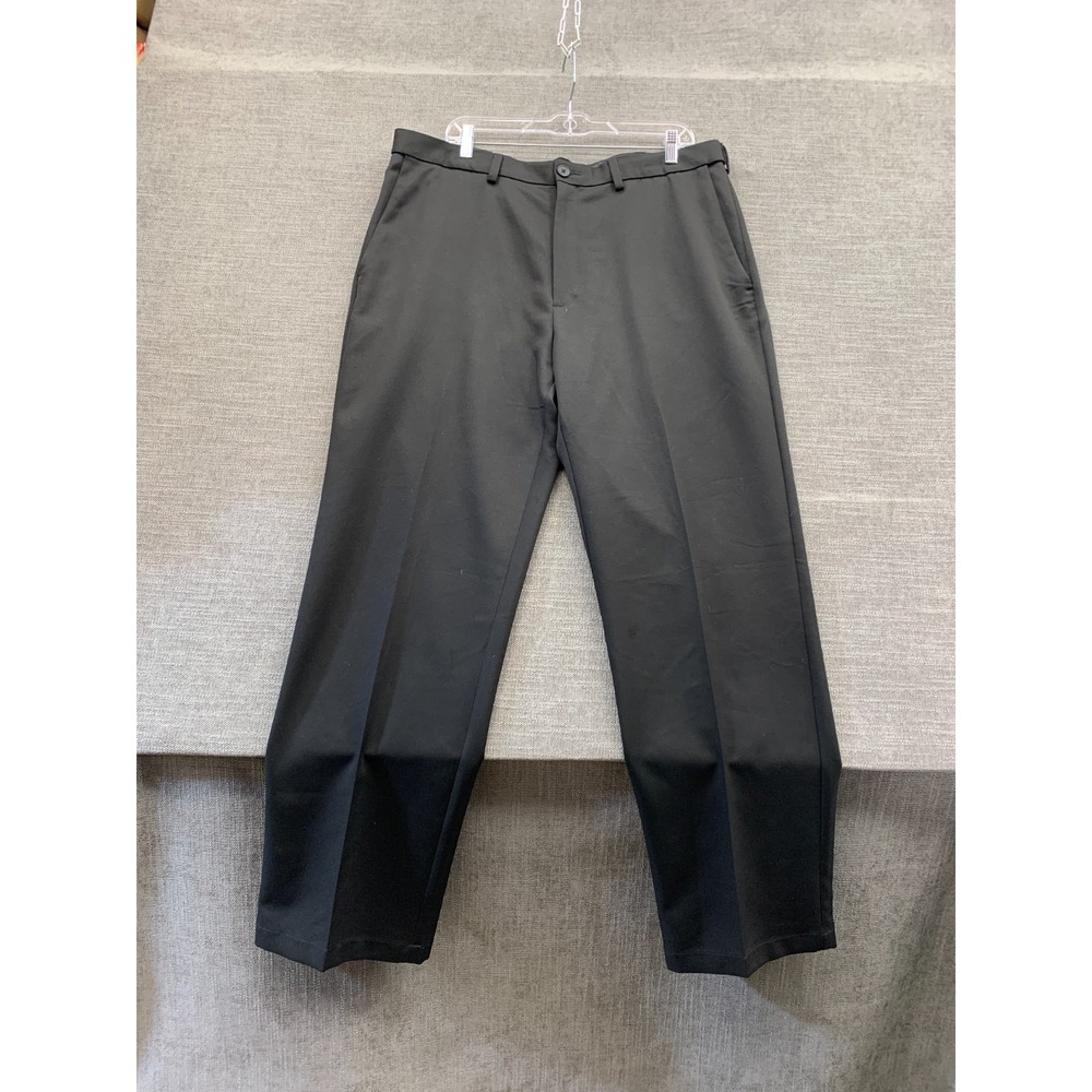 Haggar Cool 18 Pro Pants Men 40x32 Black Classic Fit Hidden Expandable Waistband